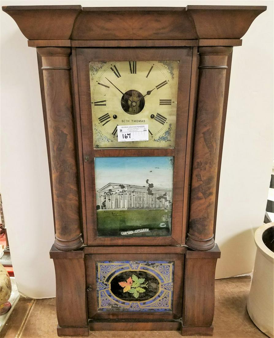 19TH C SETH THOMAS MAHOG. PILLAR CLOCK 32 1/2" H X 19 (1 of 6)