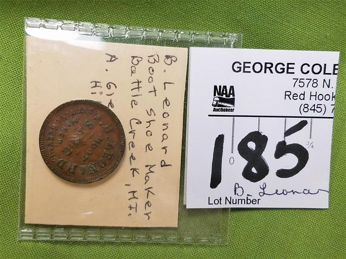 CIVIL WAR STORE COIN B LEONARD SHOE MAKER A GLEASON (1 of 3)