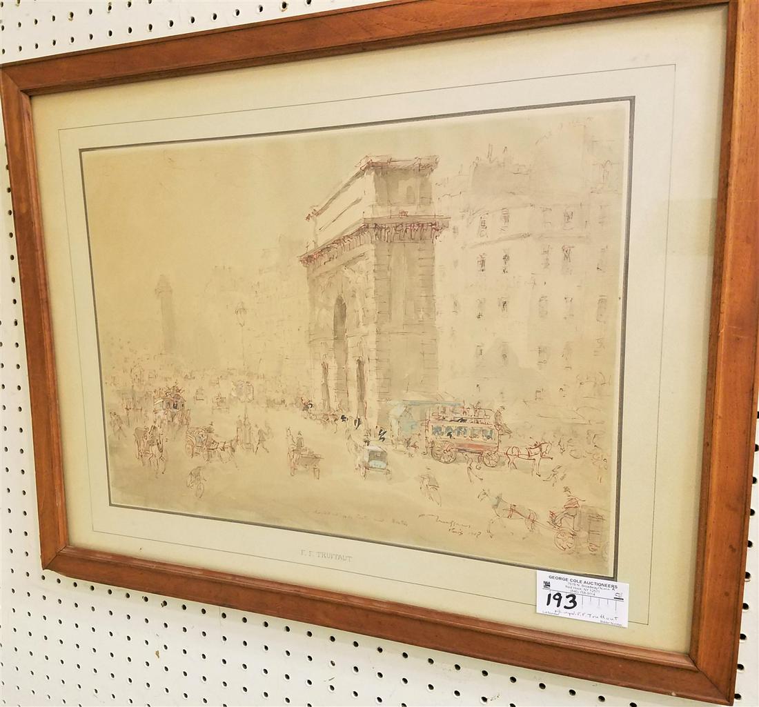 FRAMED W/ PARIS STREET SCENE SGND F.F. TRUFFAUT 14 1/2" (1 of 4)