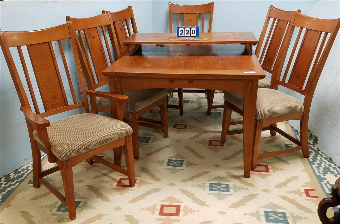 MISSION STYLE OAK DINING TABLE 42" X 64" W/ 18" LEAF + (1 of 3)