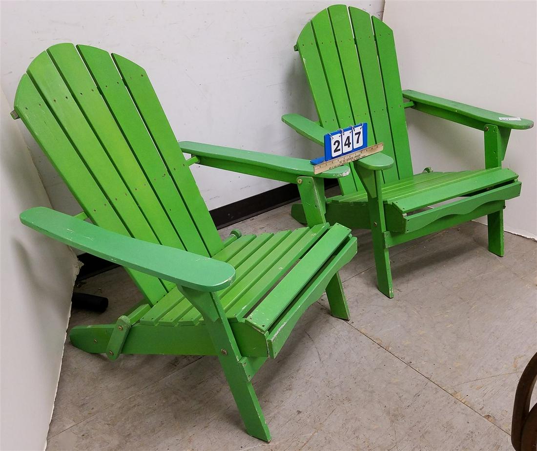 PAIR WOODEN FOLDING LAWN CHAIRS (1 of 3)