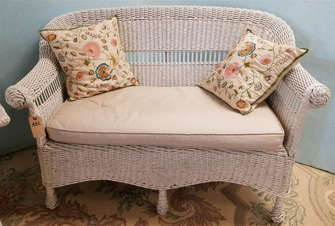 WICKER CORD AND CANE SETEE 32"H X 4'L: WICKER CORD AND CANE SETEE 32"H X 4'L