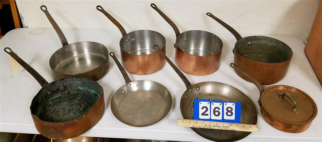 LOT OF COPPER POTS FROM THE WALDORF ASTORIA: LOT OF COPPER POTS FROM THE WALDORF ASTORIA