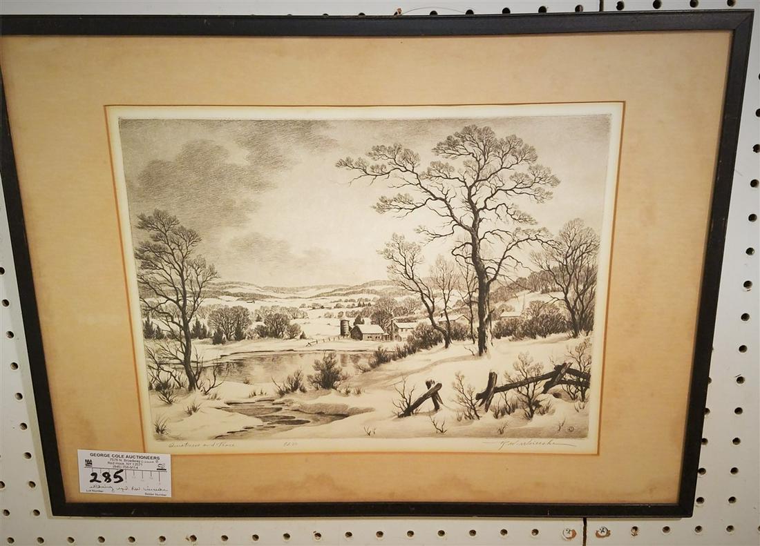 FRAMED ETCHING "QUIETNESS AND PEACE" PENCIL SIGNED (1 of 4)