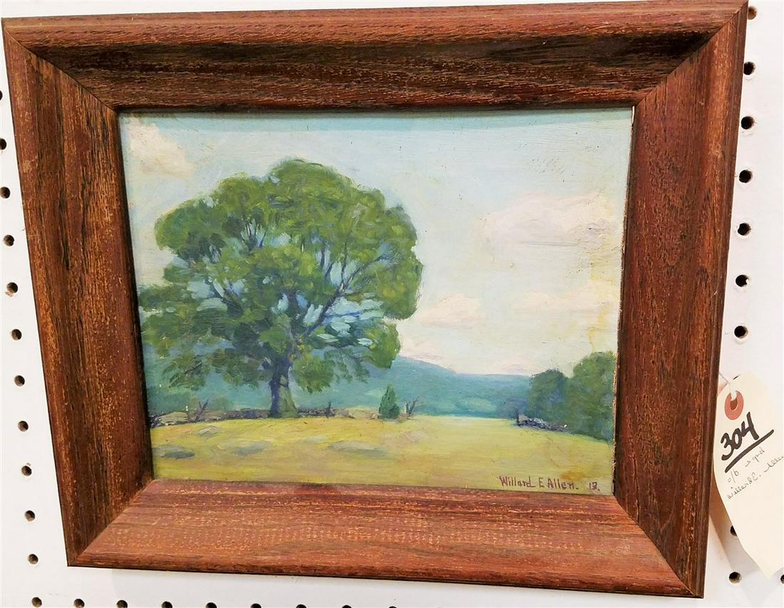 FRAMED OIL ON BOARD LANDSCAPE SIGNED WILLARD E. ALLEN (1 of 2)