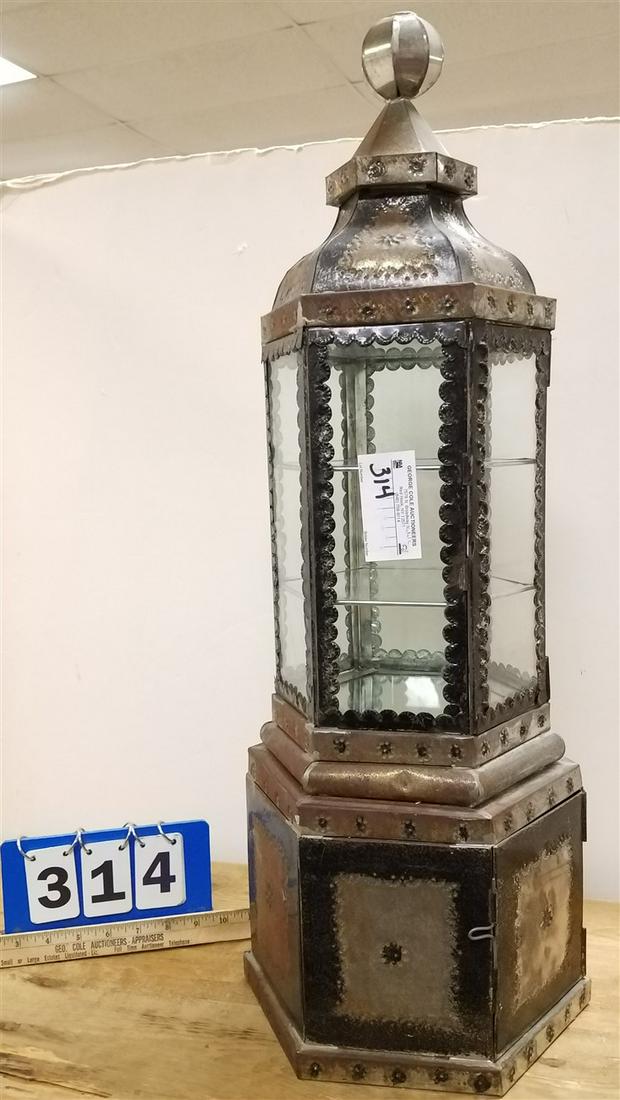 TOLE HEXAGONAL DISPLAY CASE 29" X 9 1/2" DIAMETER (1 of 3)