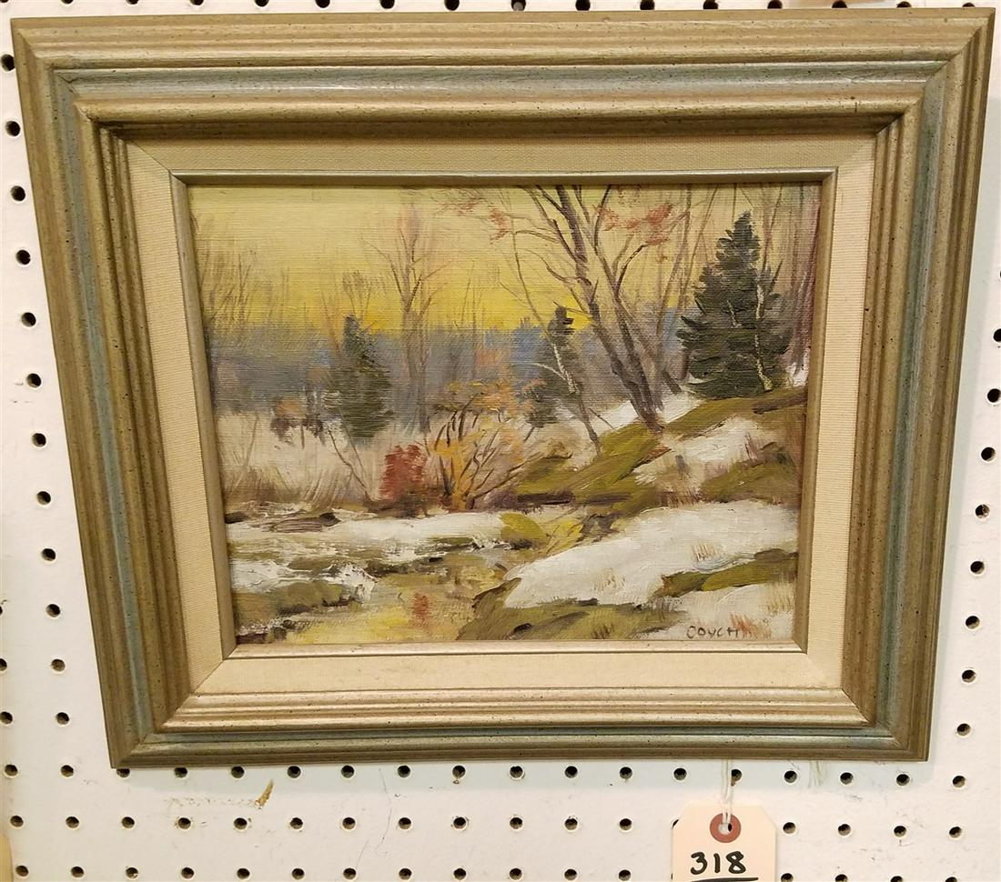 FRAMED OIL ON BOARD LANDSCAPE SIGNED COUCH 8" X 10": FRAMED OIL ON BOARD LANDSCAPE SIGNED COUCH 8" X 10"