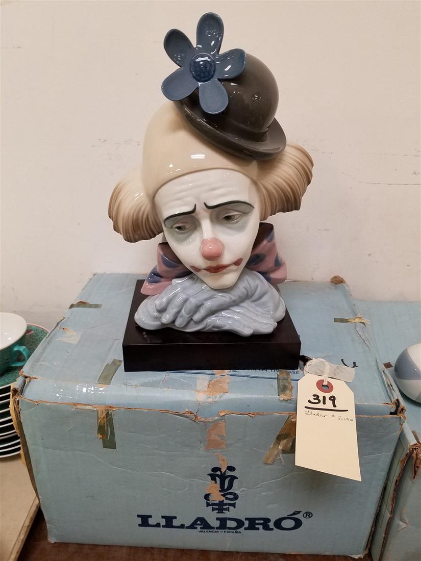 BOXED LLADRO BUST OF CLOWN #5130 10 1/2"H (1 of 2)