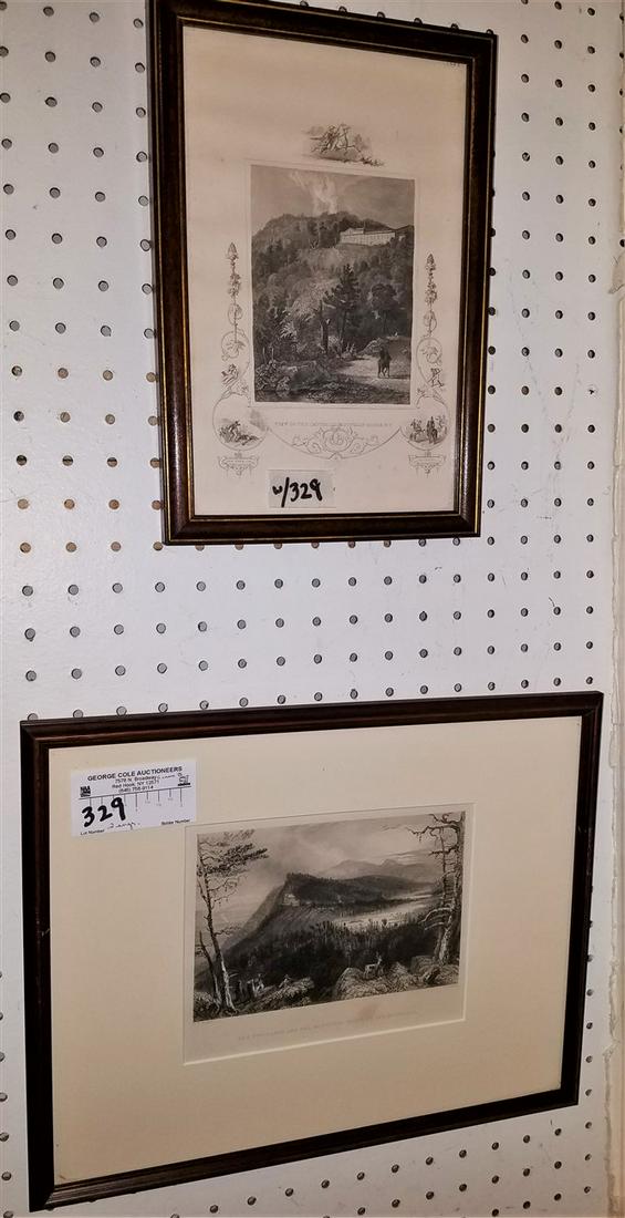 LOT OF 2 FRAMED ENGRAVINGS - BARTLETT, THE TWO LAKES (1 of 7)