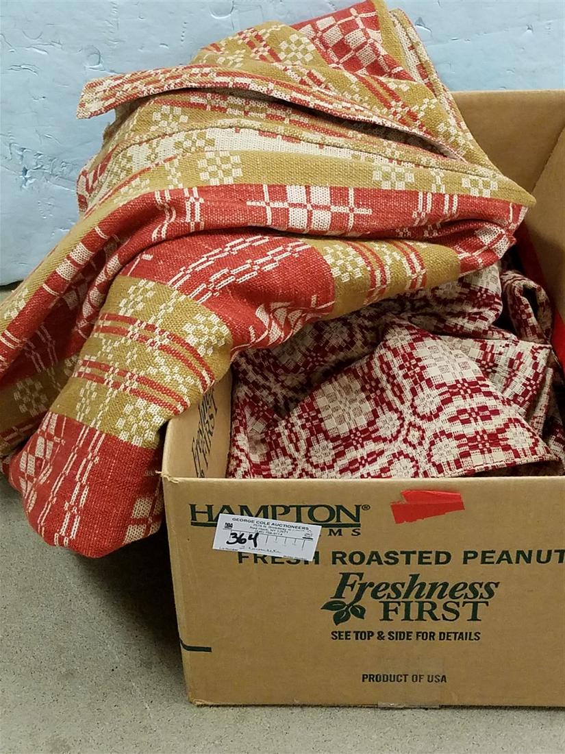 BOX OF 2 OVERSHOT COVERLETS 5'7" X 7'2" AND 5'7" X 7' (1 of 4)