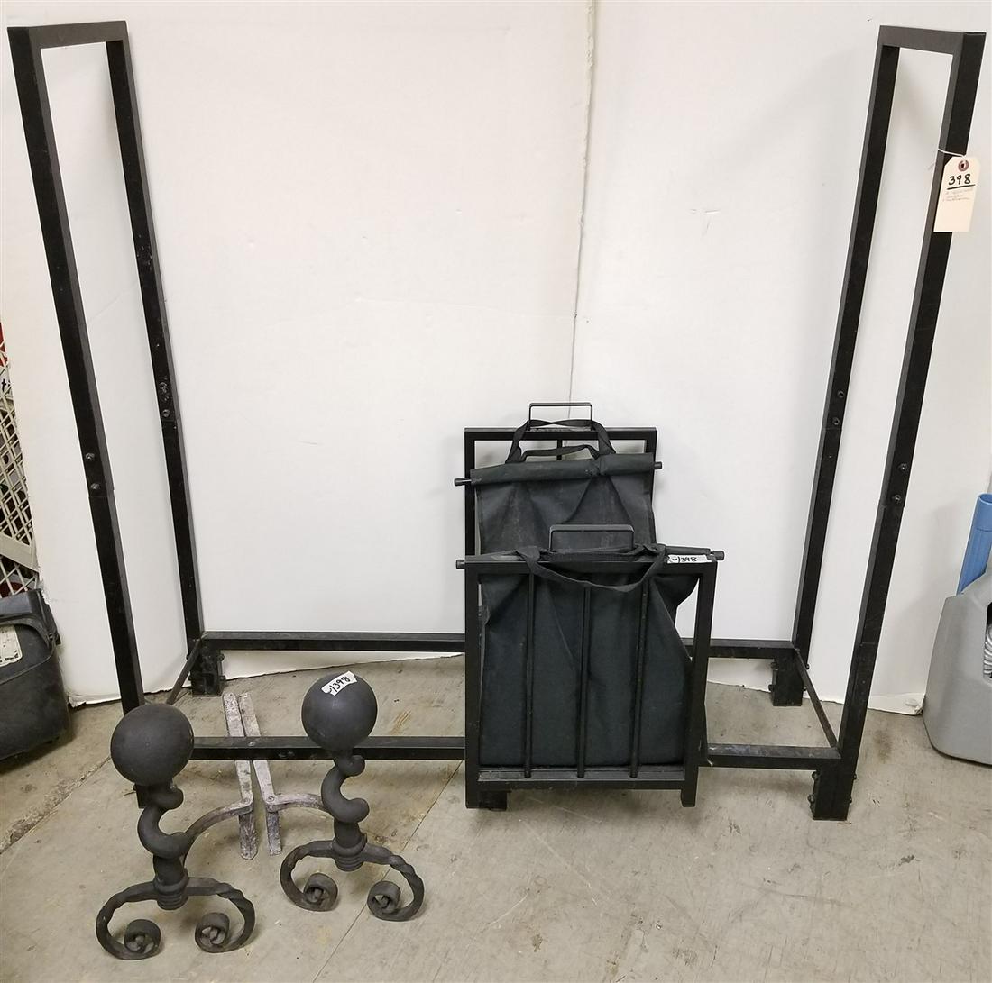 METAL FIREWOOD RACK 49.5"H 4'W X 13 1/2"D AND METAL (1 of 4)