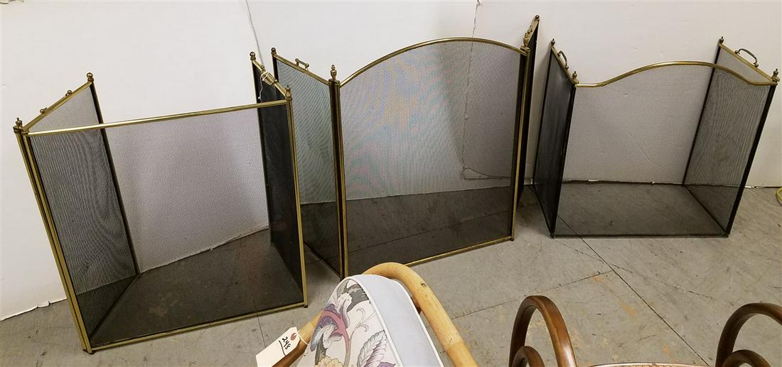 LOT OF 3 BRASS FRAMED FIRE SCREENS (1 of 3)