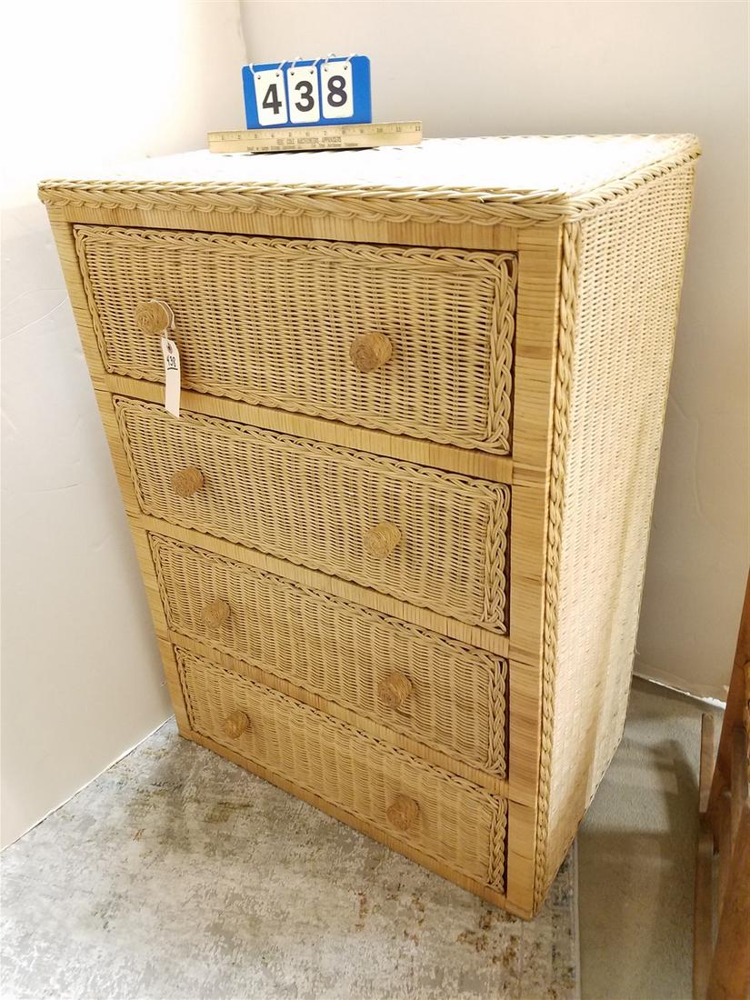WICKER 4 DRAWER CHEST 38"H X 27 1/2"W X 16 1/2"D: WICKER 4 DRAWER CHEST 38"H X 27 1/2"W X 16 1/2"D