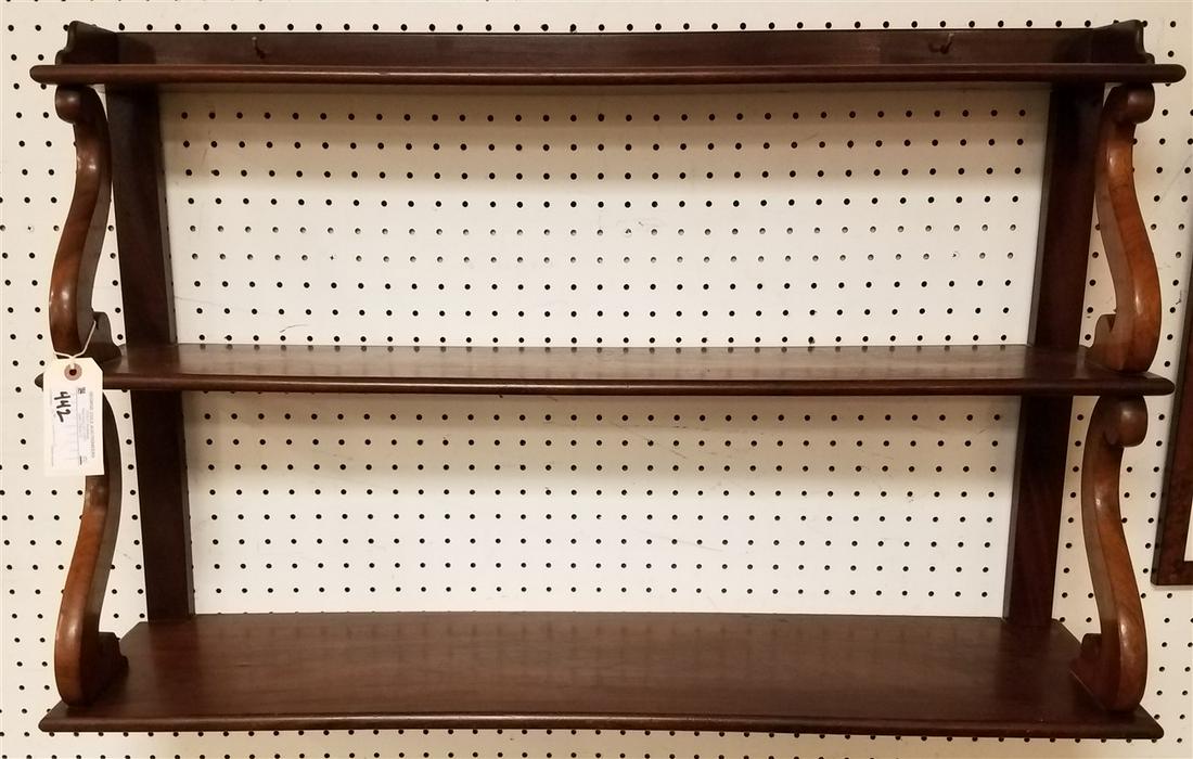 19TH CENTURY WALNUT 3 TIER WALL SHELF 22"H X 36"W X 9"D (1 of 2)
