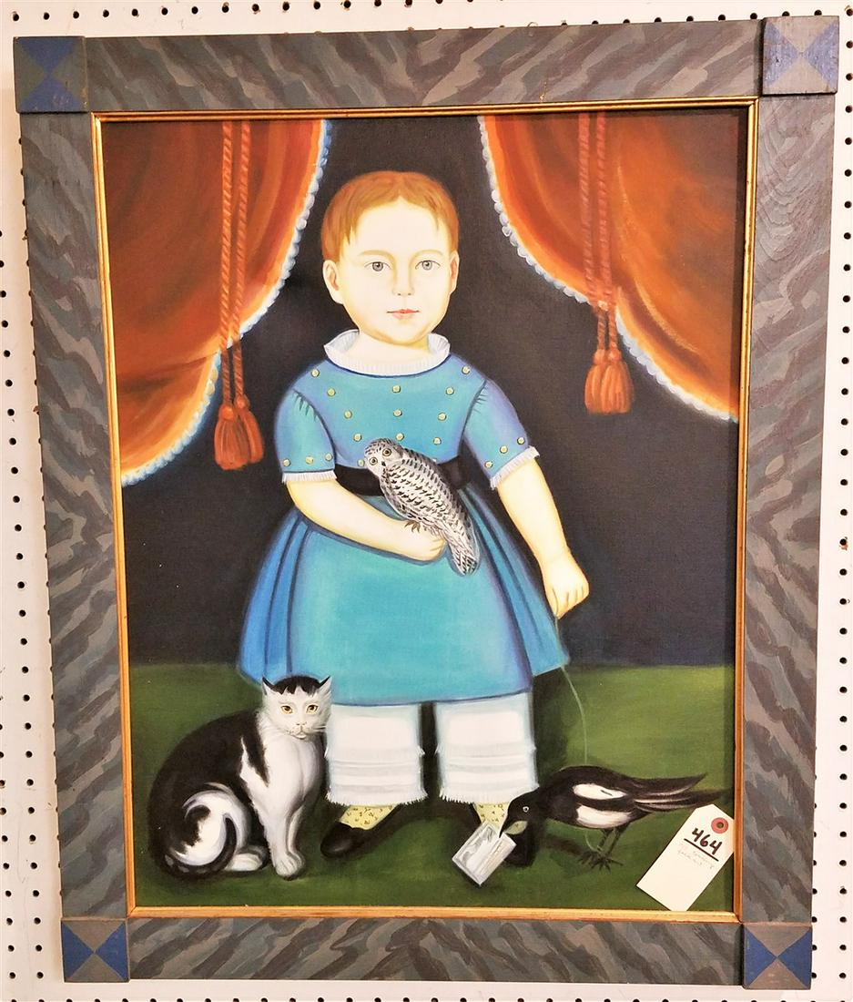 FRAMED OIL ON CANVAS CONTEMPORARY FOLK ART 26 1/2" X 20 (1 of 1)