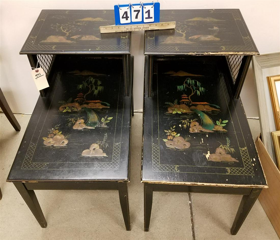 PAIR OF JAPANNED STEP END STANDS 27 1/4"H X 16 1/4"W X (1 of 3)