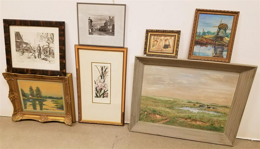 BOX OF 7 PIECE ARTWORK OIL ON BOARD LANDSCAPE 17 1/2" X (1 of 1)