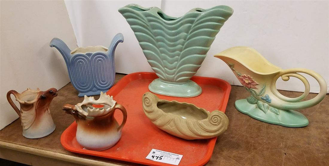 TRAY OF POTTERY - RED WING, HULL, USA, HILLSTONIA AND 2 (1 of 9)