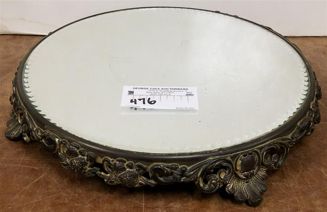 SILVERPLATE PLATEAU WITH BEVELLED MIRROR 2"H X 12 (1 of 3)