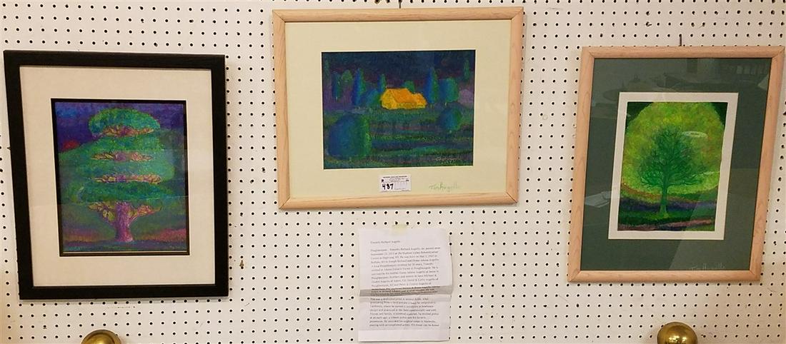 LOT OF 3 FRAMED PASTEL LANDSCAPES SIGNED TIM AUGELLO (1 of 5)