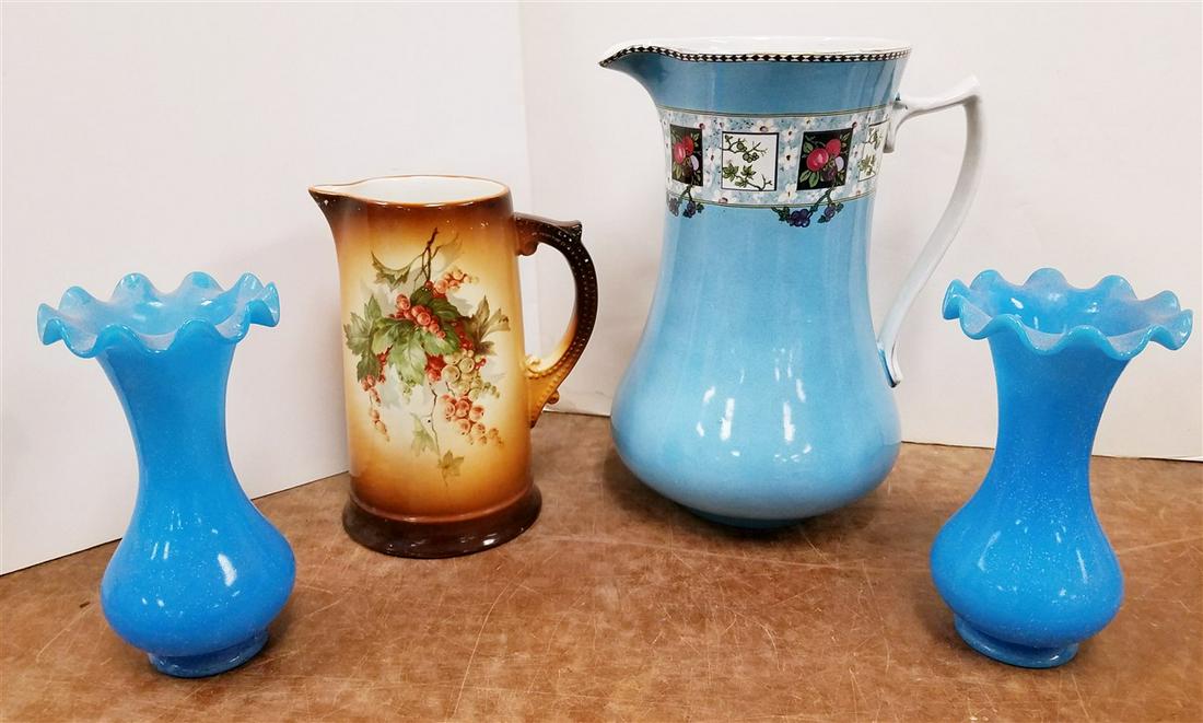 TRAY OF PITCHERS, PAIR OF 19TH CENTURY CLAM BROTH VASES (1 of 1)