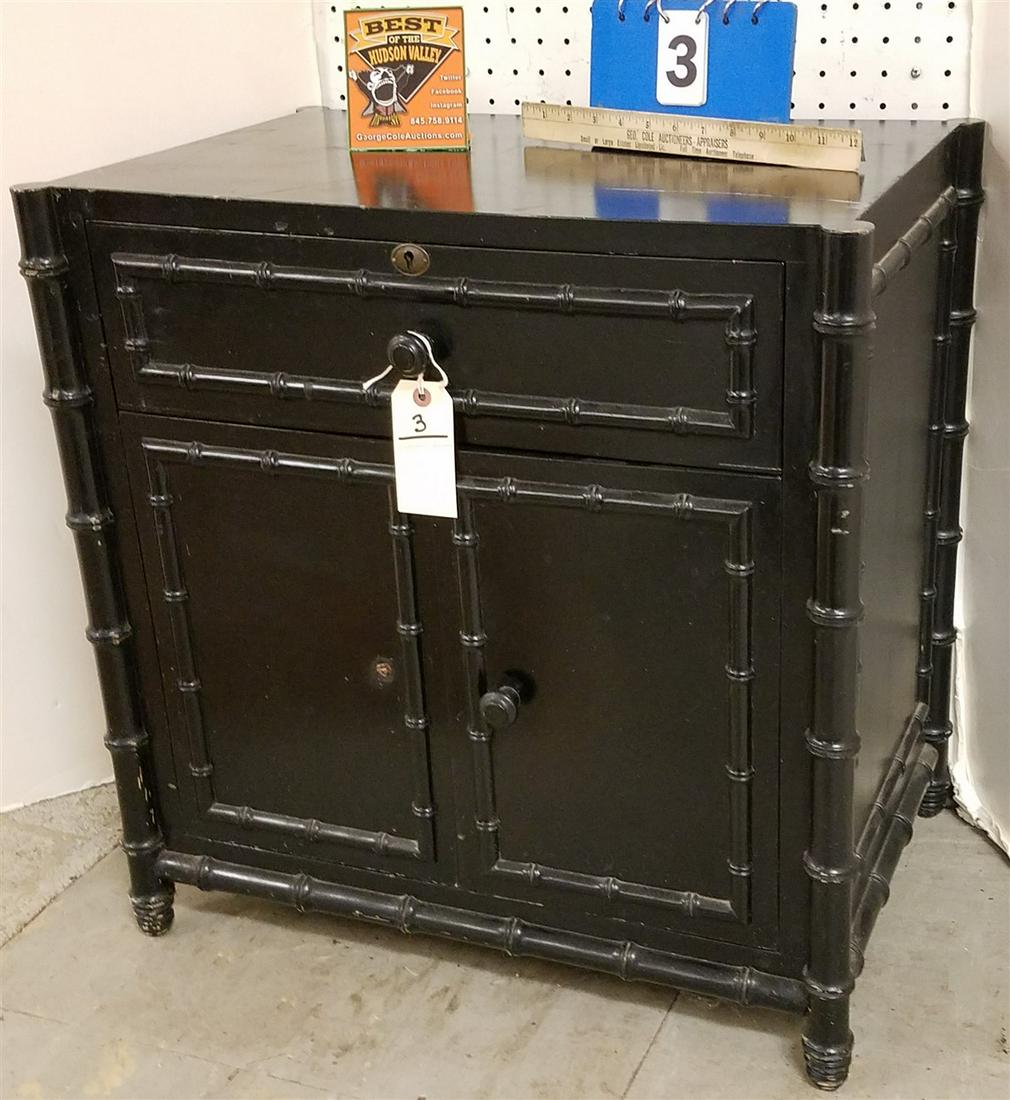 WILLIAM SONOMA FAUX BAMBOO EBONIZED 1 DRAWER OVER 2 DOOR CABINET 25 1/2"H X 24 1/2"W X 16 3/4"D (1 of 2)