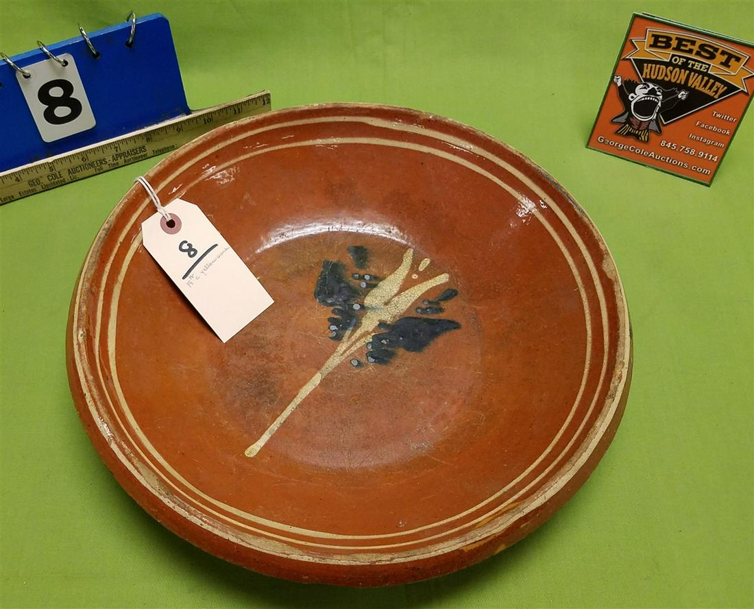 19TH CENTURY YELLOWARE BOWL. 3" HIGH X 13 1/2 DIAMETER (1 of 3)