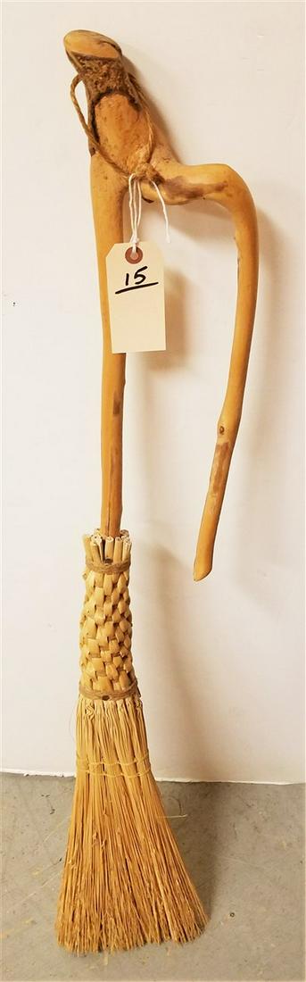 FOLK ART FIREPLACE BROOM: FOLK ART FIREPLACE BROOM