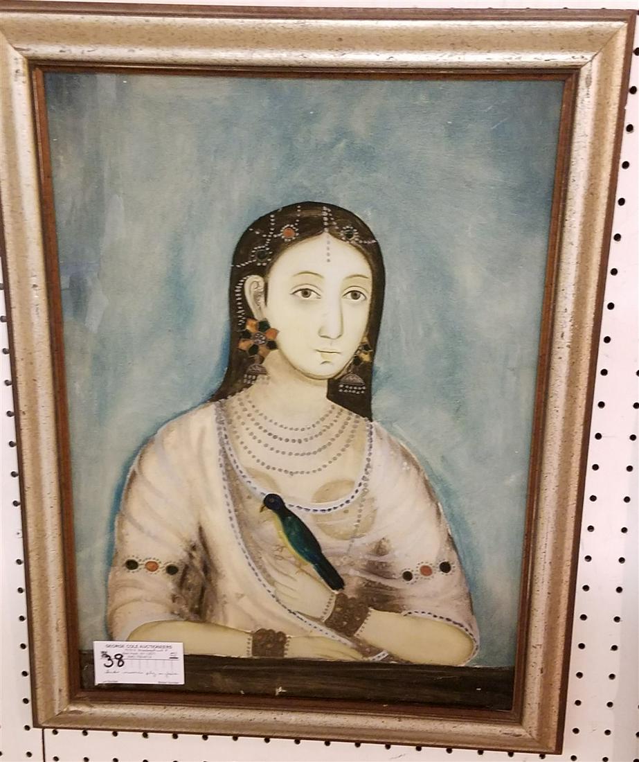 INDO REVERSE PAINTING ON GLASS. 19" X 14" (1 of 1)