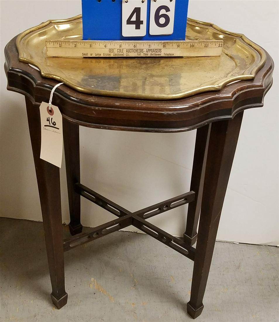 ETHAN ALLEN MAHOG BRASS TRAY TOP STAND. 22 1/2"H X 18"W X 16"D (1 of 3)