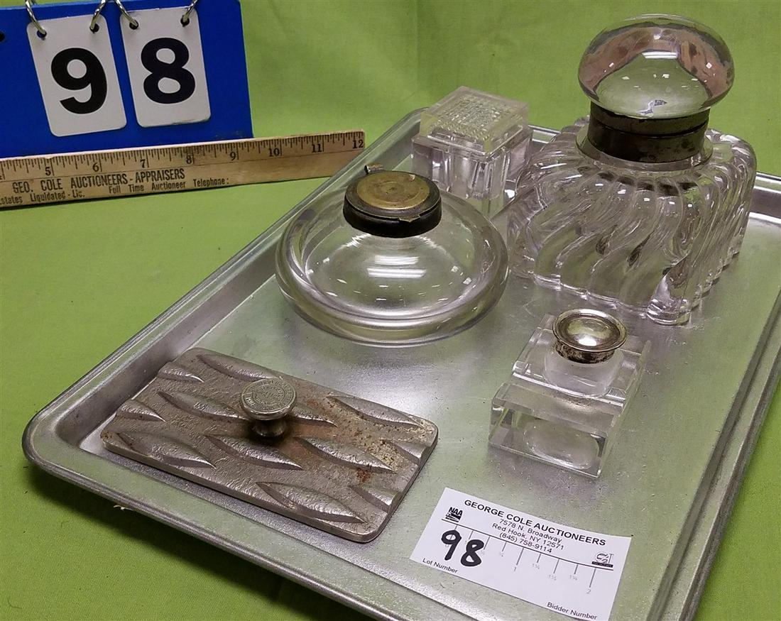 TRAY INK WELLS - 1 ADVERTISEMENT NY LEDGER THE BREAK.HOME ADVERT MEDIUM+ STEEL PAPERWEIGHT ALAN WOOD (1 of 11)