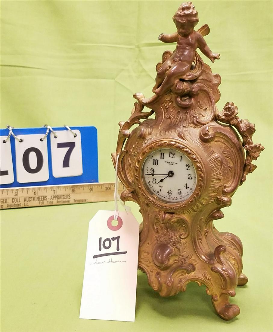 NEW HAVEN DRESSER CLOCK 10"H X 5"W X 3"D: NEW HAVEN DRESSER CLOCK 10"H X 5"W X 3"D