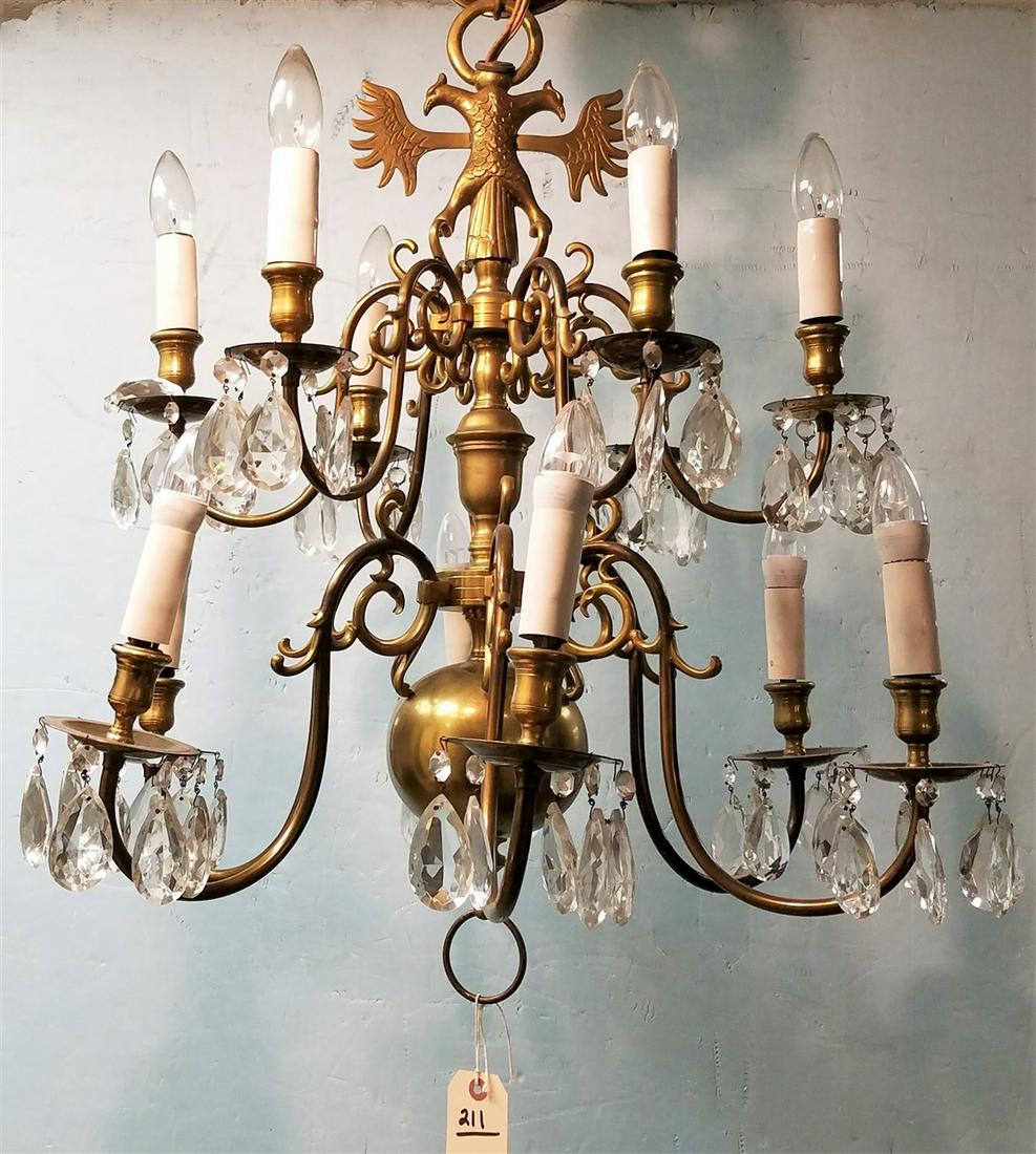BRASS 12 ARM CHANDELIER 30"H X 30"DIAM (1 of 6)