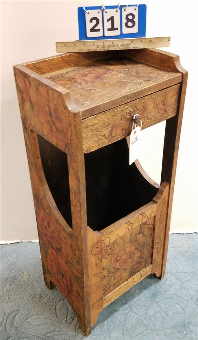 ARTS AND CRAFTS 1 DRAWER STAND W/MAGAZINE POCKET 32"H X 14"W X 10"D: ARTS AND CRAFTS 1 DRAWER STAND W/MAGAZINE POCKET 32"H X 14"W X 10"D