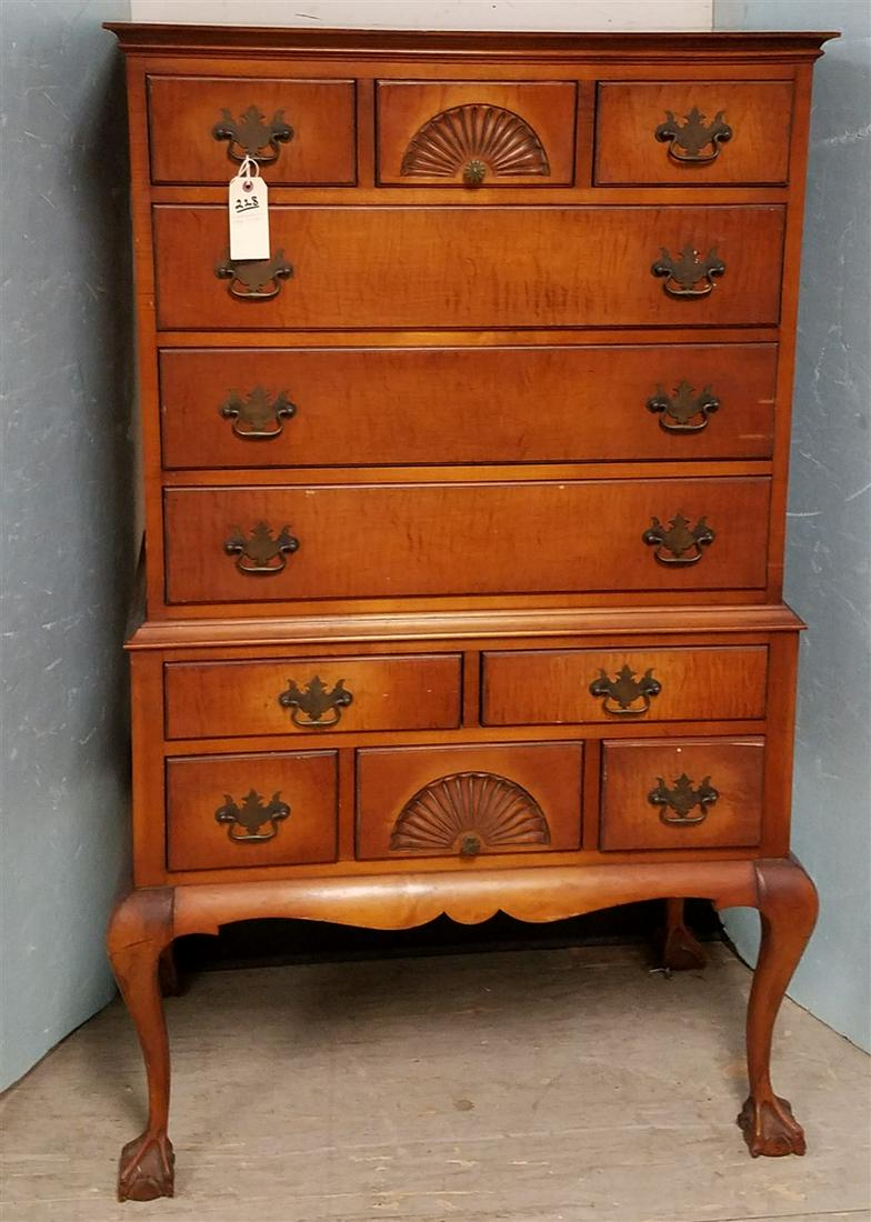W.HATHAWAY CO TIGER MAPLE CHIPPENDALE STYLE HIGHBOY 58-1/2"H X 34"W X 19"D (1 of 3)