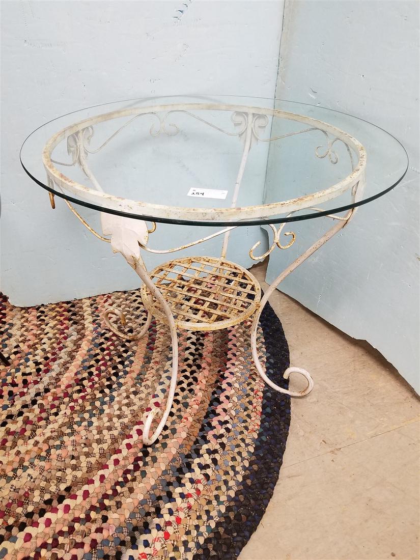 WROUGHT 36" DIAM GLASS TOP PATIO TABLE (1 of 2)
