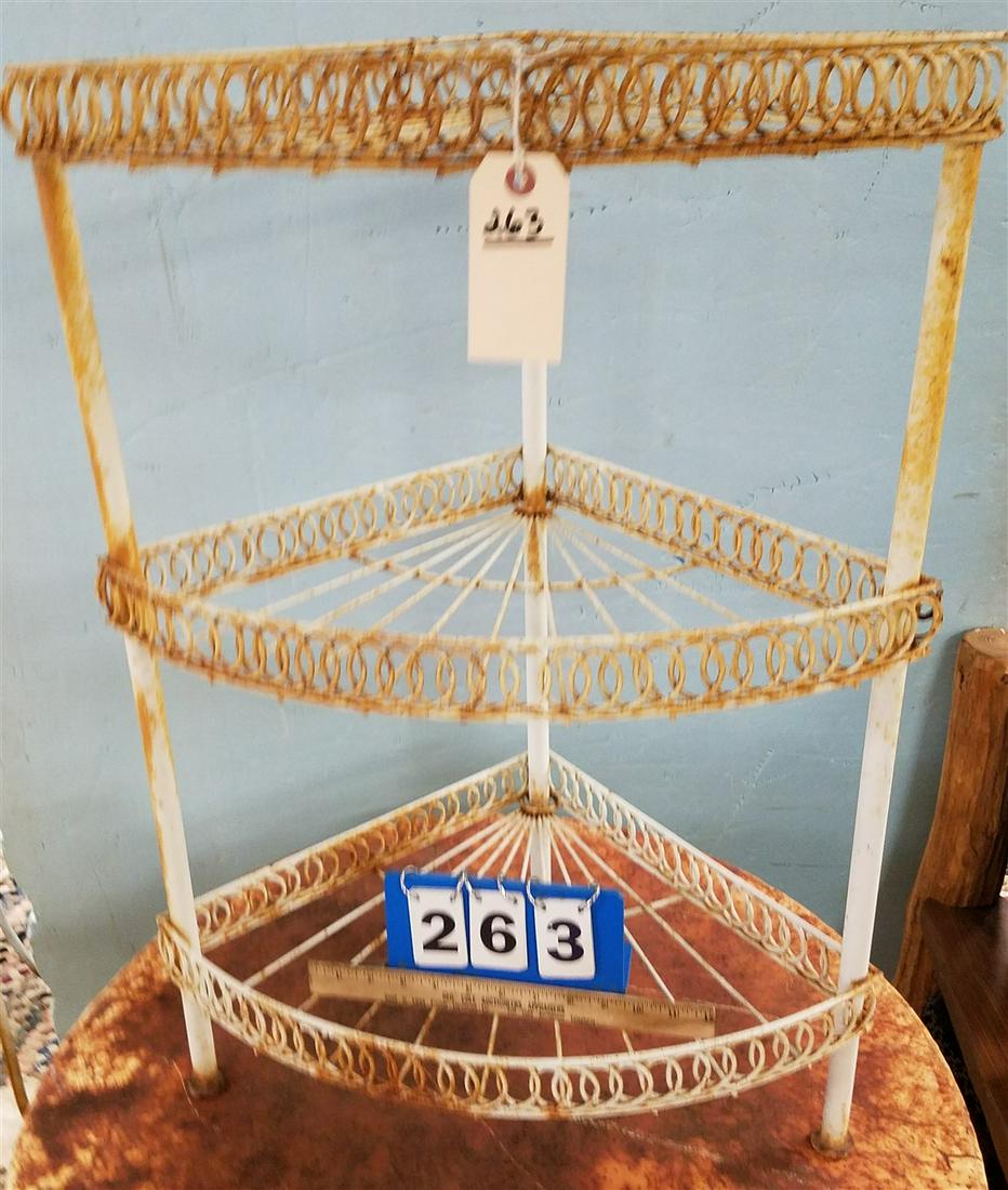 WROUGHT 3 TIER CORNER STAND 31"H X 21-1/2"W X 15"d (1 of 2)