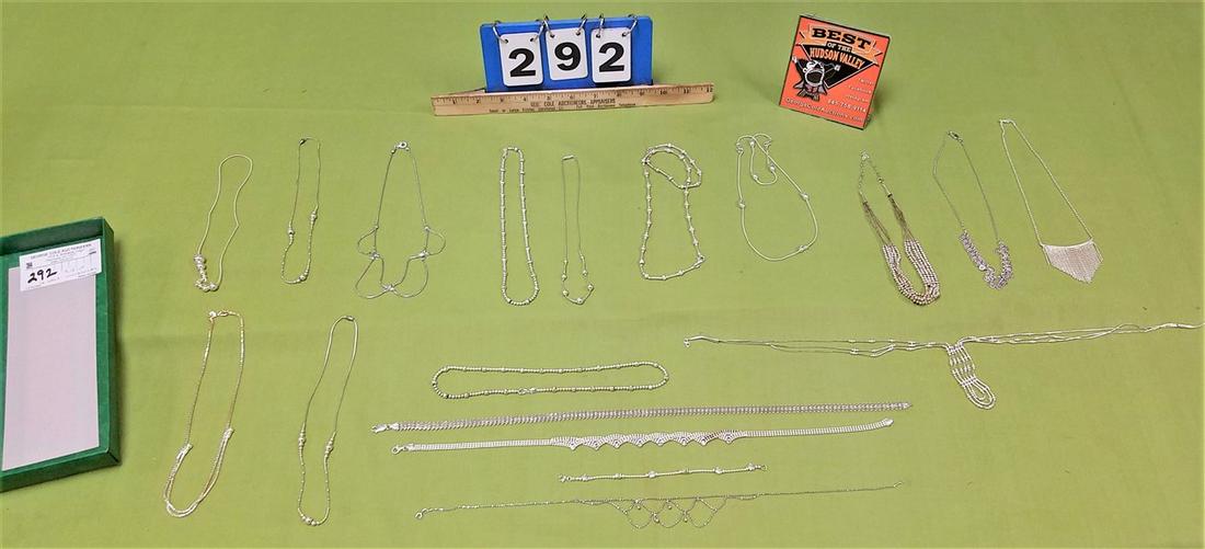 LOT 16 STERLING NECKLACES 7.12 OZT (1 of 4)