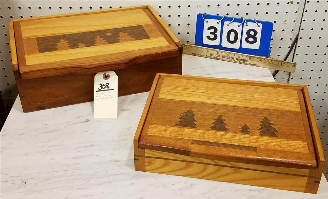 INLAID DRESSER BOXES MADE BY RAY PASCOE 4"H X 13-1/4" W X 10-1/2"D + 2-3/4"H X 11-1/2"W X 8-3/4"D (1 of 5)
