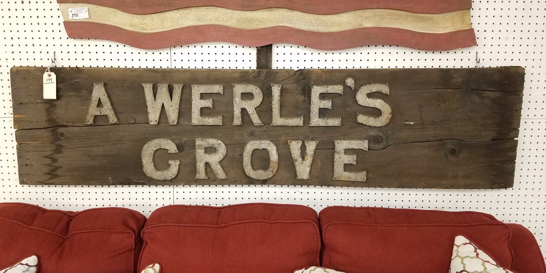 PRIM.SIGN A. WERLE'S GROVE 17" X 6': PRIM.SIGN A. WERLE'S GROVE 17" X 6'