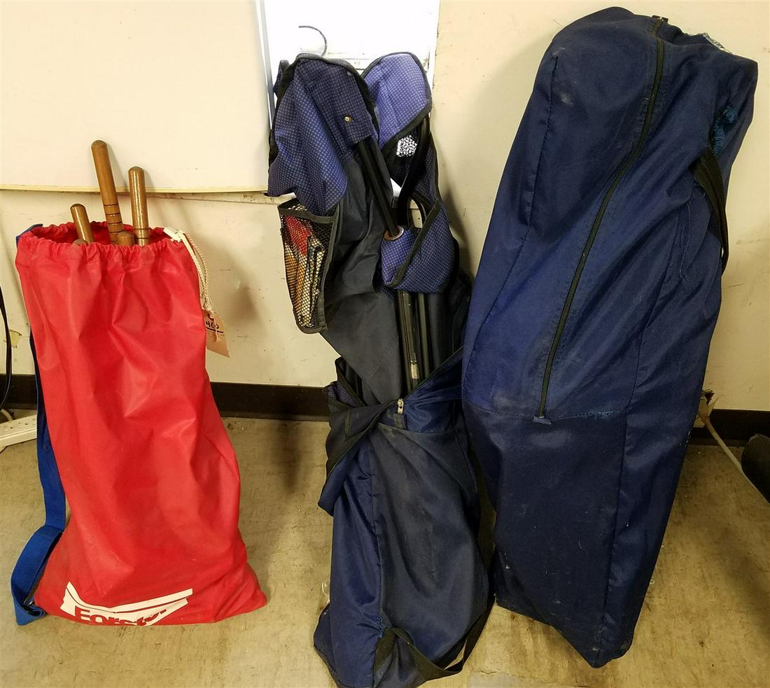 BAG W/CROQUET SET & 2 BAGGED FOLDING CHAIRS (1 of 3)
