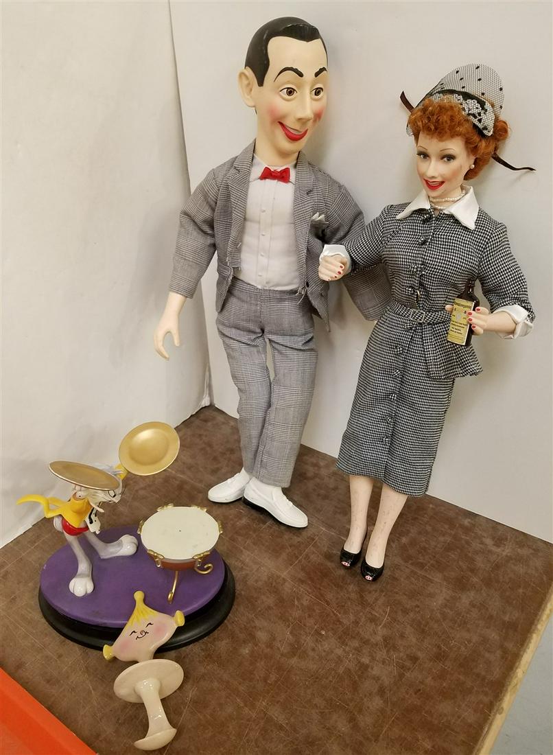 TRAY 2 DOLLS- LUCY 15" & MATCHBOX 1987 PEEWEE HERMAN & GOEBAL "GRAND FINALS" (1 of 3)