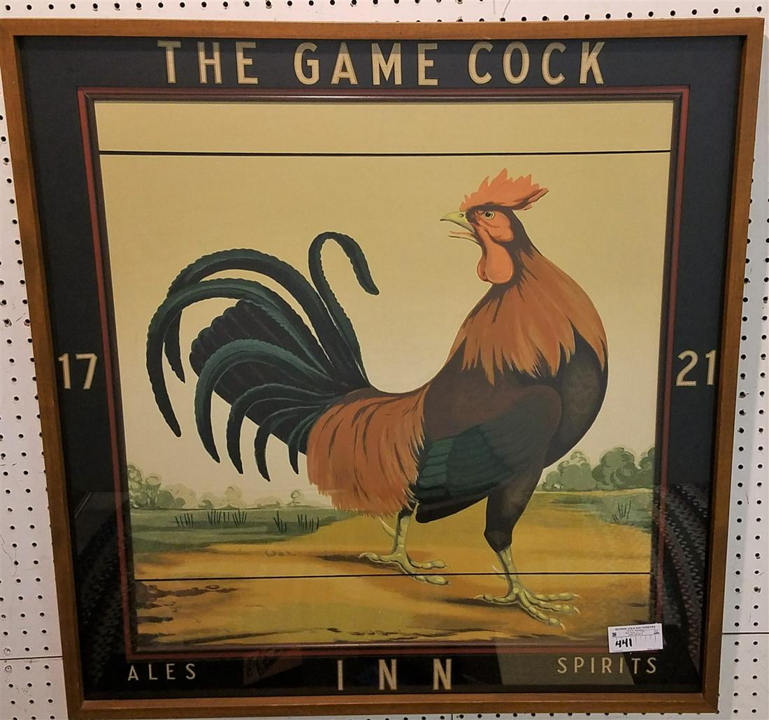 FRAMED THE GAME COCK INN PRINT 34" X 33" (1 of 2)