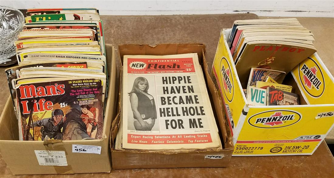 LOT 2 BXS 60'S MENS MAGS- MAN'S LIFE, TAB DARING, CAVALIER, CHAMPION, MANS ILLUS, SAGA, MAN TO MAN, (1 of 2)