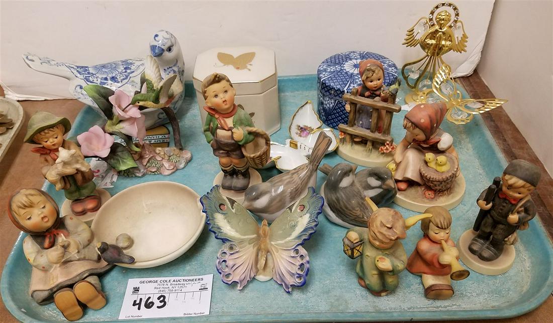 TRAY 8 HUMMEL FIGURINES, ROYAL COPENHAGEN BIRDS ETC. (1 of 5)