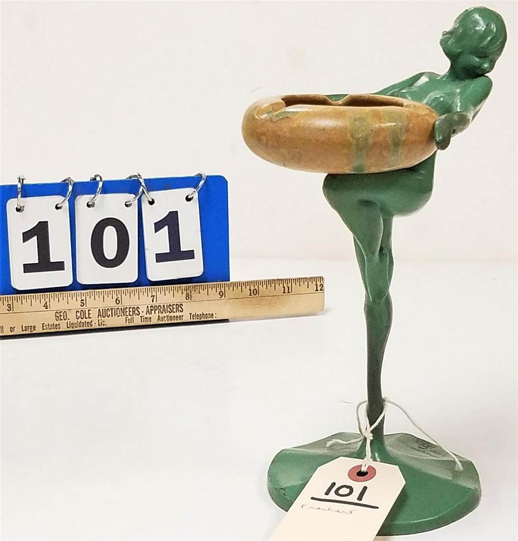 FRANKART FIGURAL STAND W/ POTTERY ASHTRAY (BASE REPAIRED) (1 of 9)