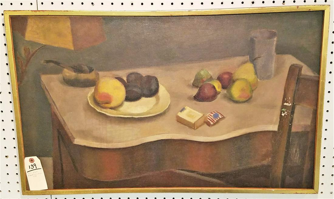 FRAMED O/C STILL LIFE SGND ALBERT SWINDEN 1937 18" X 30" (1 of 3)