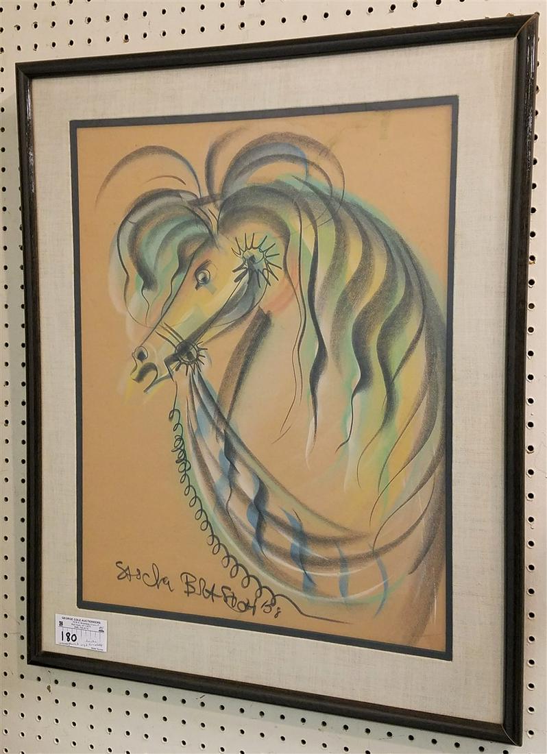 FRAMED PASTEL STAR STEED SGND SASCHA BRASTOFF 1958 22 3/4"X 17 1/2" (1 of 2)