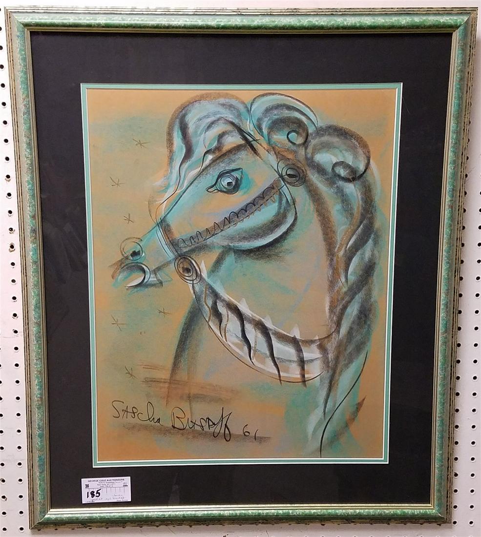 FRAMED PASTEL STAR STEED SGND SASCHA BRASTOFF 1961 21 1/2"X 17" (1 of 1)