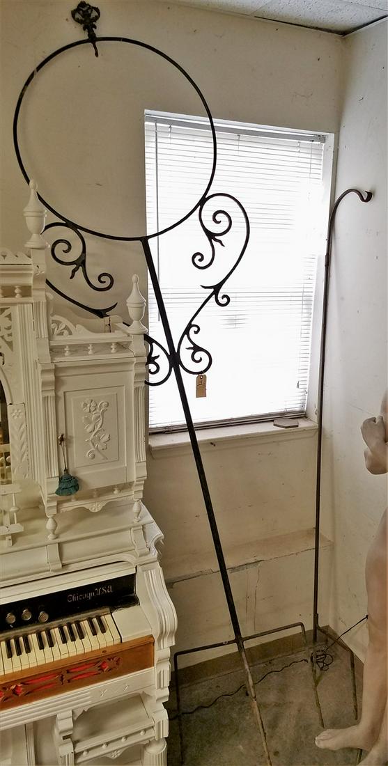 2 WROUGHT GARDEN PLANT STANDS 8'2"H X 32"W AND 6'8" (1 of 2)